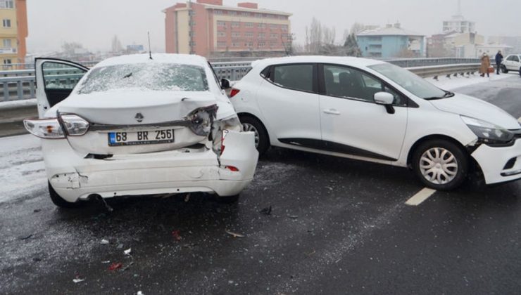 9 aracın karıştığı ‘buzlanma’ kazası: 3 yaralı